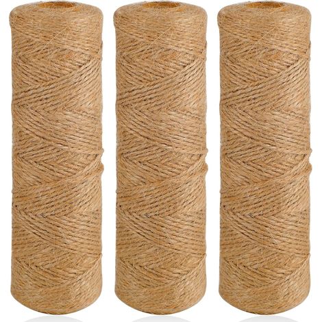Lot de 3 Cordes en Jute Naturel 1,5 mm 300 m pour Jardin et Bricolage Décoration