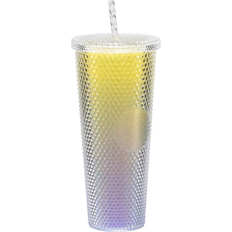 Gobelet à paille en plastique double couche, grande capacité, à motif durian et dégradé de couleurs, très populaire. (1/5)