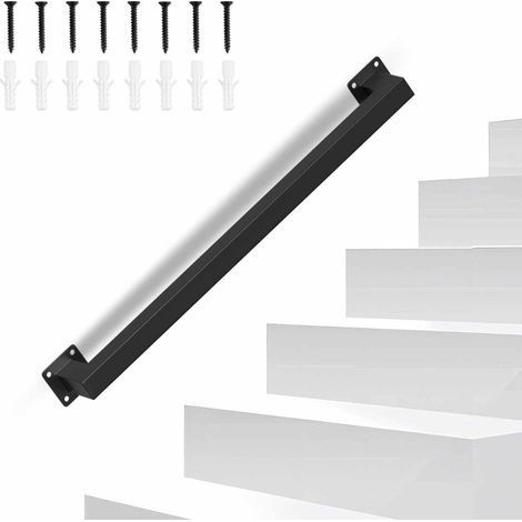TolleTour Ringhiera per scala a muro Corrimano per scala nera  Rivestimento parapetto Lunghezza 60 cm Realizzato in metallo Interno Esterno