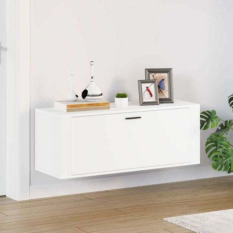 vidaXL Zapatero pared madera contrachapada blanco 100x35x38 cm (1/5)