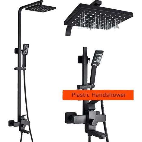 Robinet de douche, double poignée, hauteur réglable, Noir Mat 8 pouces B (1/2)