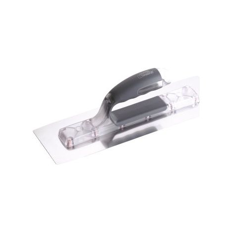 L'Outil Parfait – Platoir inox bi-flex 35 x 11 cm – Lame inox trempé 0,4 mm – Embase concave et manche caoutchouté – Bords arrondis pour limiter les traces