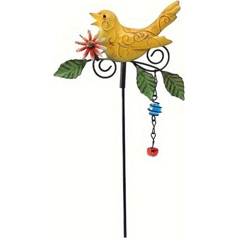 1 Pièce de Piquet Jardin en Métal pour Oiseaux Carillon à Vent avec Cloche Décor Extérieur Décorations D'Oiseaux Noël Vent, B (1/4)