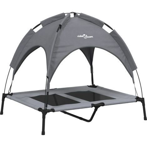 Lit pour chien panier canapé confortable avec auvent tissu oxford et acier anthracite (1/5)