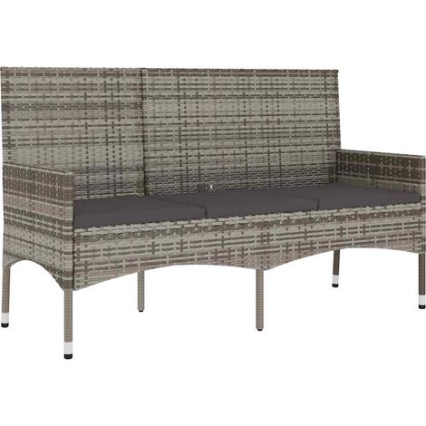 Maison Exclusive - Gartenbank 3-Sitzer mit Kissen Grau Poly Ratta