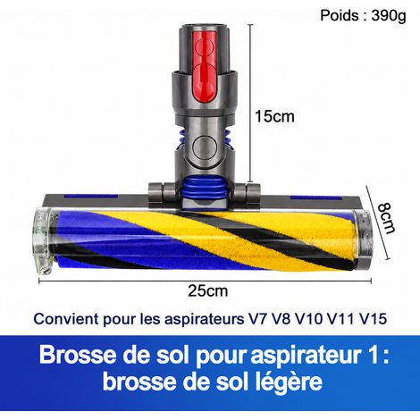 Brosse compatible Dyson V7 V8 V10 V11 V15 brosse de sol modèle léger, 27 × 21,5 × 5,5 cm, 510 g – Livraison gratuite