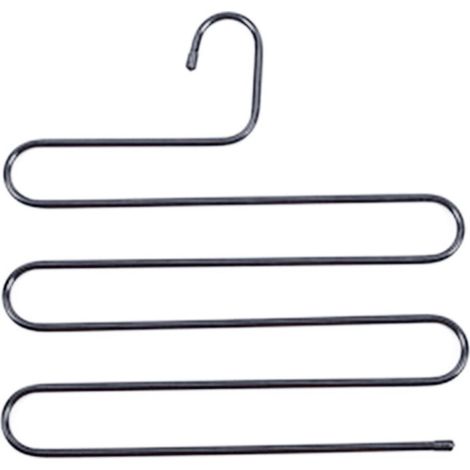 (36 x 36 cm, 2er-Pack, Schwarz) S-förmige Hosenbügel aus Edelstahl für Hosen, Jeans und Schals - Crezuo