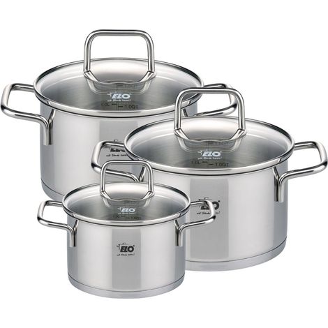 Set de 3 faitouts 12 cm 16 cm et 20 cm avec couvercles en verre Elo Citrin (1/5)