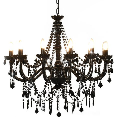 Chandelier Black Metal frame, acrylic beads Extravagant vidaXL