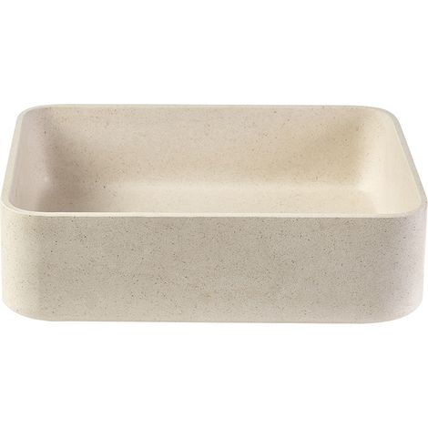 Vasque rectangulaire en pierre naturelle beige L48 cm ALIZEE (1/5)