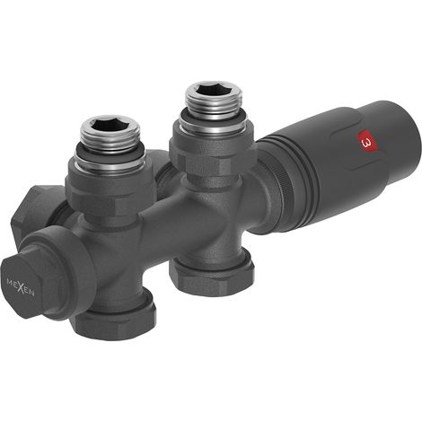 Mexen G00 set termostatico angolare/dritto, Duplex, DN50, antracite - W908-900-66 (1/3)
