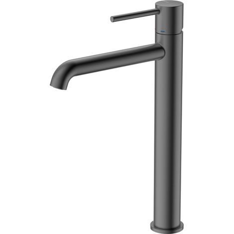 Robinet de lavabo sur pied - Gris anthracite mat - Cartouche céramique 30 mm - Résistant à la corrosion