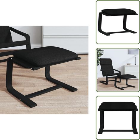 Bois de bouleau - vidaXL Repose-pied Noir 51x41x40 cm Tissu - Design moderne (1/5)