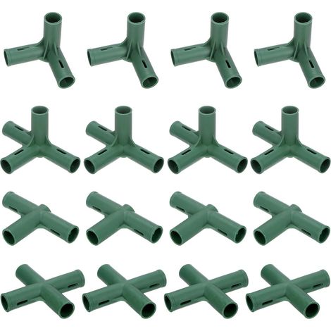 16 Pieces 19mm Connectors of Construction of Frame of Tighten, 4 Types of Fittings of Hoses for Treillis of Raisin/Shelter Solar/Stakes of Gardening, Accessories of Tighten [Green] (1/5)