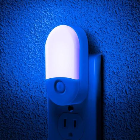 Veilleuse bleue avec capteur et luminosité réglable, idéale pour la table de chevet, le couloir, etc., 1 pièce (1/5)