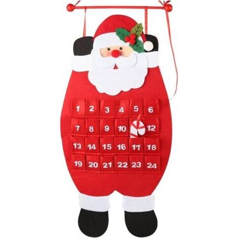Weihnachtskalender mit Weihnachtsmannmotiv, 3D-Adventskalender aus Filz zum Aufhängen, wiederverwendbarer Countdown-Timer für Weihnachtsgeschenke und Dekorationen (1/5)