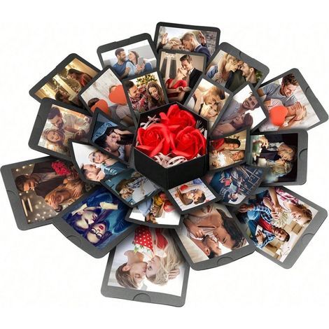 DIY-Fotoalbum-Set in einer sechseckigen Explosionsbox, handgefertigte Überraschungsgeschenkbox mit Zubehör für Geburtstage, Hochzeitstage, Valentinstag (1/5)