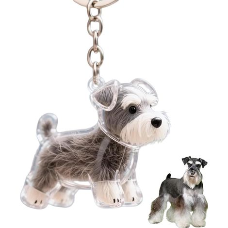 Llavero/colgante conmemorativo para recoger pelo de perro, botella conmemorativa con forma de perro, cápsula para recoger pelo de mascota, recuerdo de cremación de pelo de mascota (Schnauzer). (1/5)