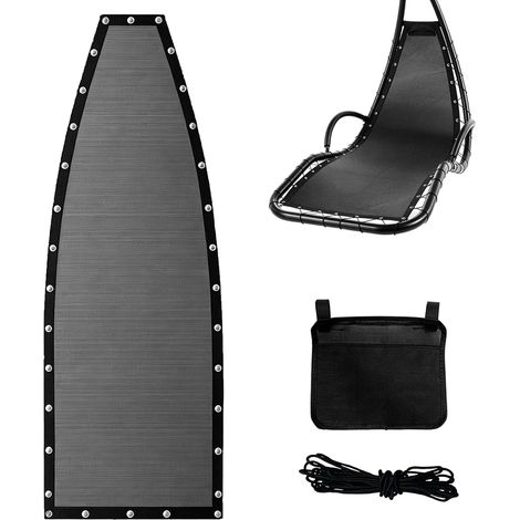 Housse de siège de Rechange pour Fauteuil Suspendu, avec Poche latérale à Velcro et Corde, 64 x 197 x 23 cm, Tissu en Filet de Remplacement pour Chaise à Bascule, Compatible avec Fauteuil Suspendu (1/5)