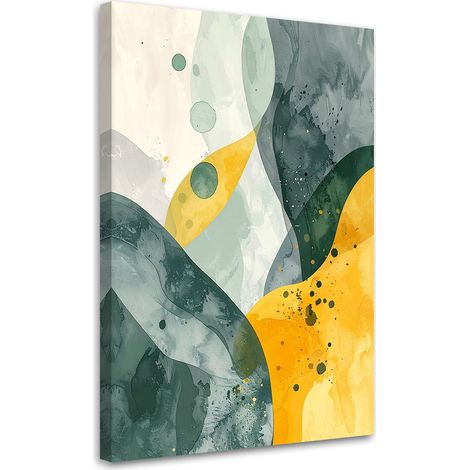Impression sur Toile, Abstraction pastel dans les tons verts et jaunes,30x45 (1/4)