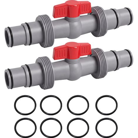 Poolschlauchverbinder mit Absperrventil, 2-Wege-PVC-Adapter 32/38 mm, Kugelhahn für Aufstellpools, Pumpen und Poolwartung (1/5)