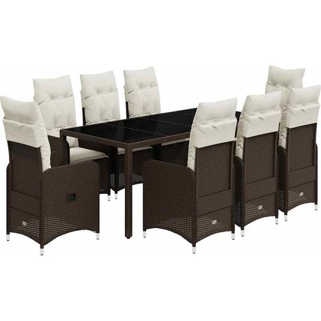 Maison Exclusive - 9-tlg. Garten-Bistro-Set mit Kissen Braun Poly (1/5)