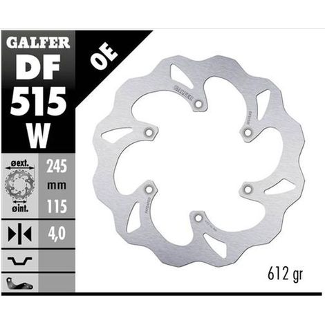 Disco de freno trasero Galfer para Yamaha YZ 125 '18-'22, YZ 250F/450F '18-'20 Wave (245x115x4mm)