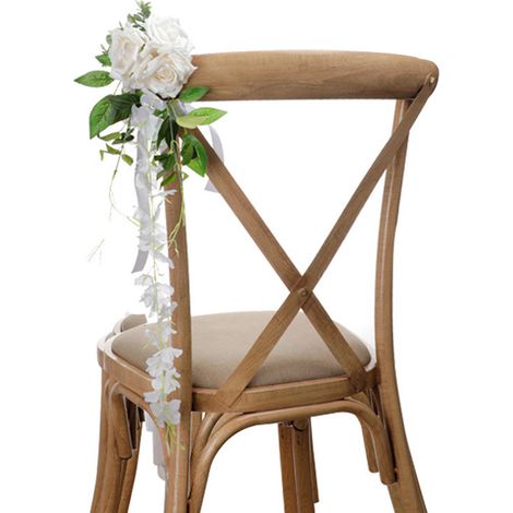 Elegante künstliche Blumen und Blätter für Stuhllehnen bei Hochzeiten im Freien, 61 x 13 cm (1/2)
