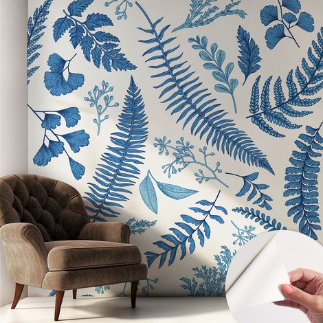 Papier peint autocollant à motifs décoratifs pour salon chambre et bureau Décoration murale élégante avec colle Motifs botaniques 250x250 cm (1/5)