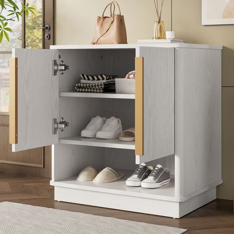 Geworzi Schuhschrank mit 3 Ebenen Schuhregal für 6 paar Schuhe 60 × 40 × 61 cm (1/5)