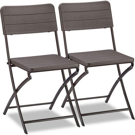 Chaise de Jardin Jeu de 2, Effet Bois, résistant et Stable, en Plastique, pour Balcon Structure métallique (1/5)