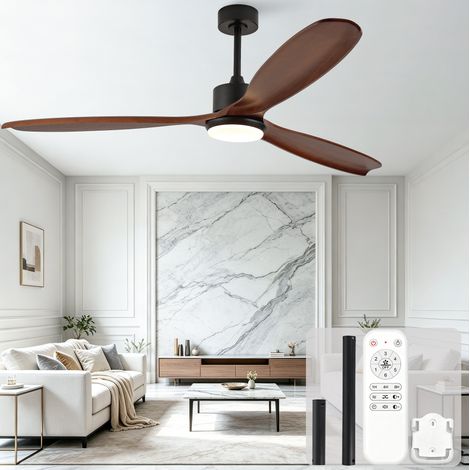LED-Deckenventilator mit 3 Flügeln, DC-Motor, 6 Stufen, 177 cm, Holz und Metall (1/5)