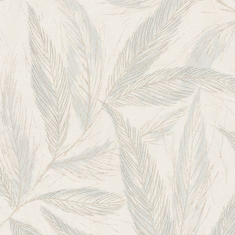 Papel pintado naturaleza Profhome 790963 papel pintado no tejido ligeramente texturado con ornamentos florales y acentos metálicos blanco blanco-crema plata gris azulado 5,33 m2