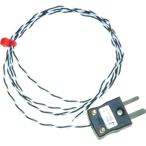 Thermocouple type J, L 3m, +250°C max à Fiche mâle miniature ( Prix pour 1 )