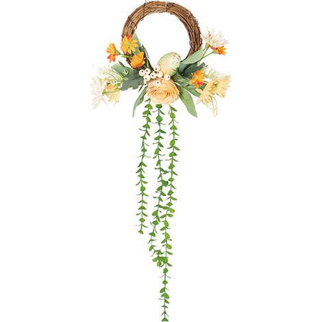Couronnes d'œufs de Pâques et décorations de porte en rotin, parfaites pour les fêtes de Pâques en famille. (1/5)