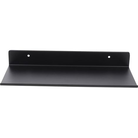 Étagère de salle bain en aluminium noir sans clous, 30 cm, support rangement mural pour meubles et (1/5)
