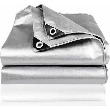 Bâche de protection imperméable 2 x 3 m en polyéthylène haute qualité, avec œillets en aluminium, résistante aux intempéries pour extérieur et jardin (1/5)