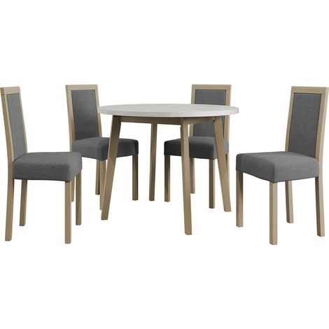 Conjunto de mesas y sillas para comedor Victorville 304, Roble Sonoma, 75x0x0cm, Diámetro: 100, Número de asientos: 4, Estilo: Contemporary