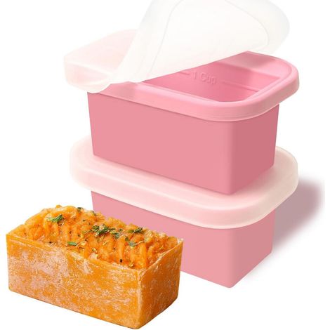 Gefrierform Silikon 1-Cup mit Deckel, auslaufsicher, stapelbar, 2er-Set (1/5)
