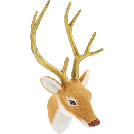 Tête de Renne Décorative Petite Sculpture de Tête de Renne Wapiti Décoration de Noël pour Maison (1/5)