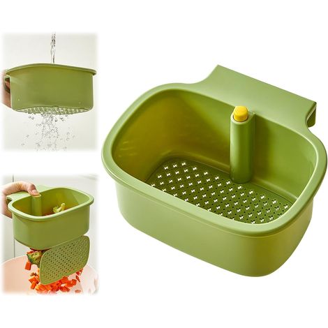 Colador de fregadero JSSEVN Quick-Fix, cesta de almacenamiento para fregadero, manos limpias, extraíble, para una cocina bien organizada (verde colgante) (1/5)