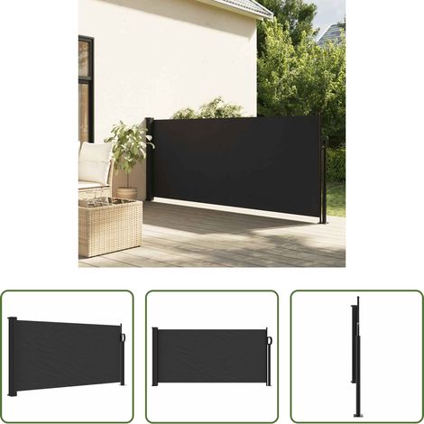 Balkonmarkise - Seitenmarkise Ausziehbar Schwarz 100x500 cm (1/5)