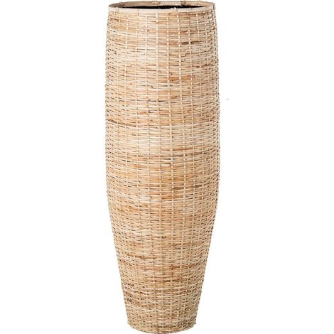Vase de Sol en métal et décoré en Osier Naturel 29 x 29 x 93 cm (1/2)