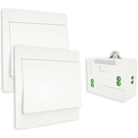 RF433 Interrupteur sans Fil, sans Pile, télécommande Murale Va et Vient, Interrupteur Mural Auto alimenté, sans câblage, émetteur pour Panneau Mural (kit à 2 Voies), intérieur extérieur étanche (1/4)