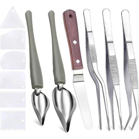 Ensemble de 12 ustensiles de dressage pour chefs : cuillères à dresser, pinces de cuisine en acier inoxydable, accessoires de décoration et de bricolage. (1/5)