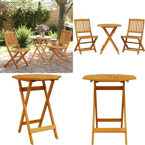 Ensemble de bistro pliable 3 pcs bois d'acacia solide - Meubles De Jardin - Salon De Jardin - Set De Bistrot - Mobilier D'extérieur - Acacia Massif - Home & Living (1/5)