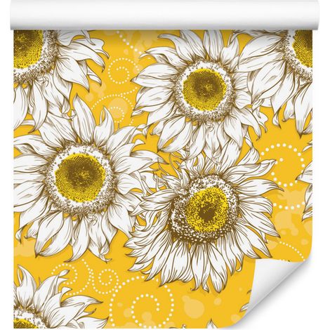 Carta da parati con girasoli per soggiorno e camera da letto, 50x1000 cm (1/5)