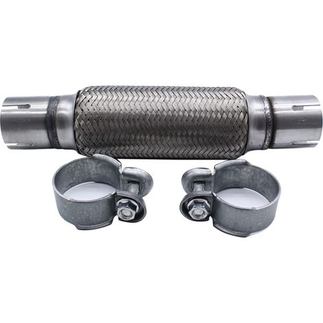 Tuyau flexible universel de réparation tube en Y échappement + 2 colliers de serrage pour 50 x 200mm/318 mm argenté (1/3)