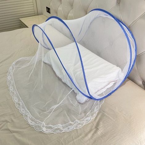 Minimosquitera plegable, mosquitera para la cabeza, materiales muy resistentes, tienda ultraligera para dormir, acampar, viajar, patio - azul (1/5)