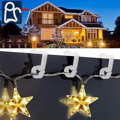 AIDUCHO 50 Pièces Crochets de Gouttière de Noël Crochets Suspendus pour Lumières de Noël Décoratives à LED D'extérieur (Vert) (1/5)